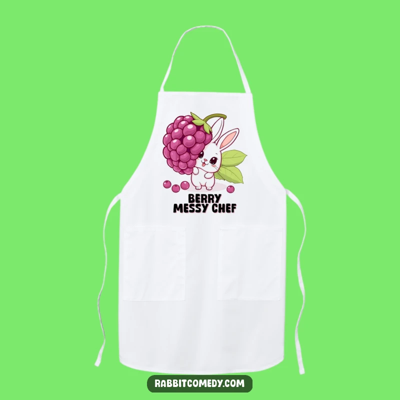Funny Surprise Rabbit Apron: Cute Cartoon Peeking Behind Giant Wobbling Berry Kitchen Gift