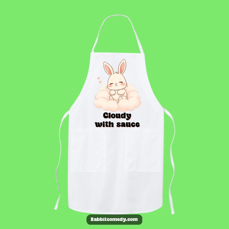 Funny Contented Rabbit Cloud Sigh Apron - Cook with Comedic Calm!