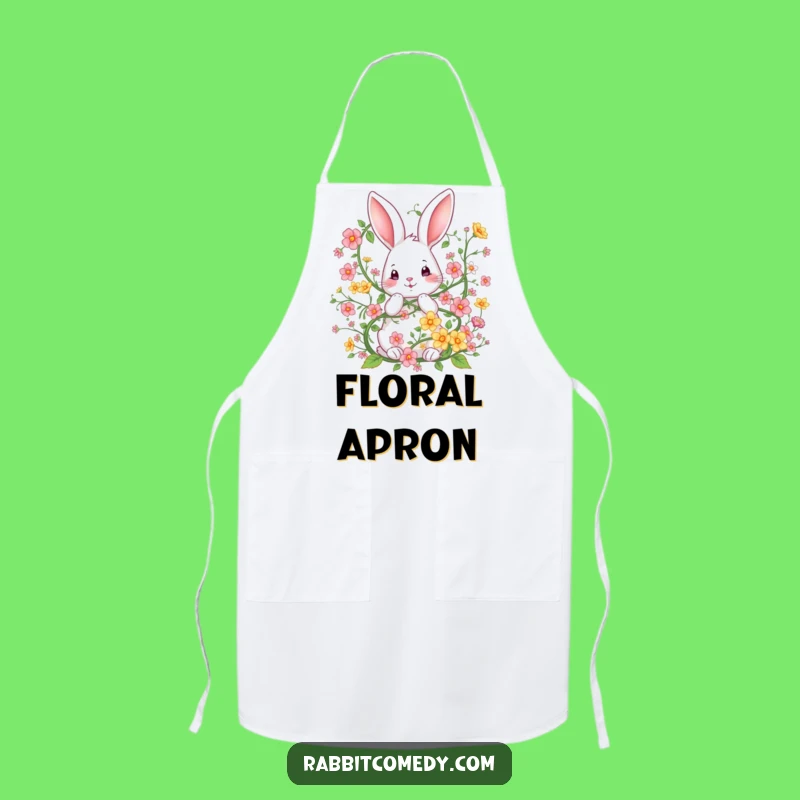 Funny Rabbit Flower Apron: Garden Fun in the Kitchen, Perfect Chef Gift