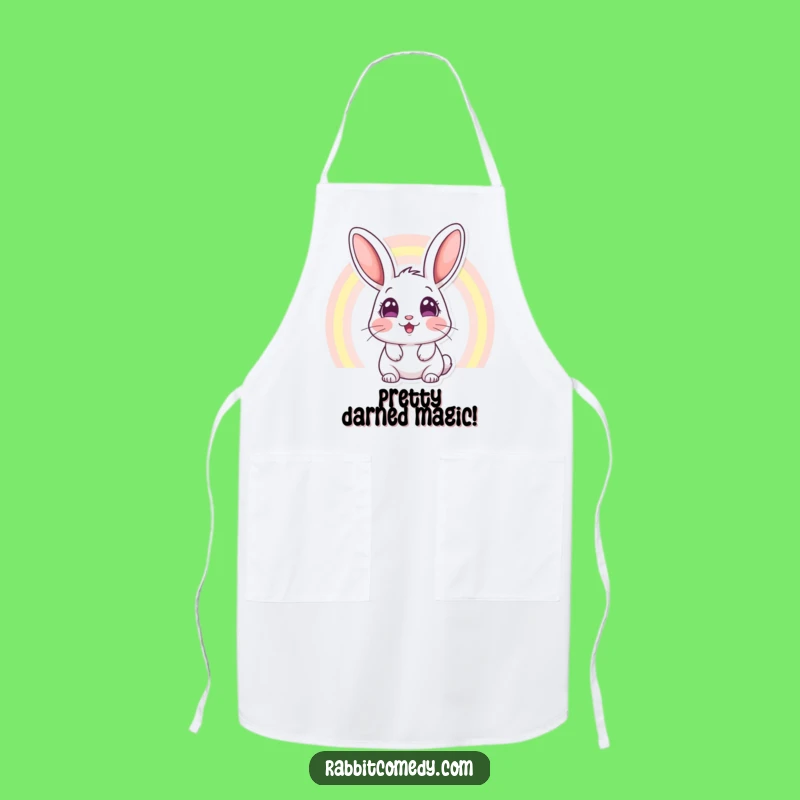 Funny Rabbit Rainbow Apron: Amazed Eyes See Magic, Cook with Wonder