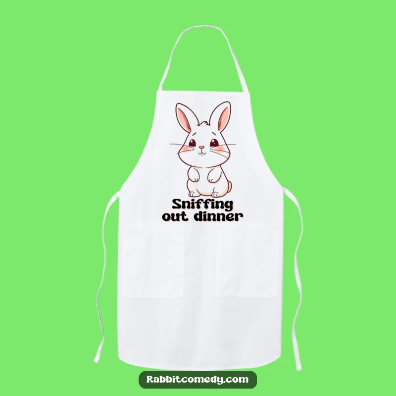 Funny Rabbit Sniffing Apron - Kitchen Curiosity, Cute Bunny Gift