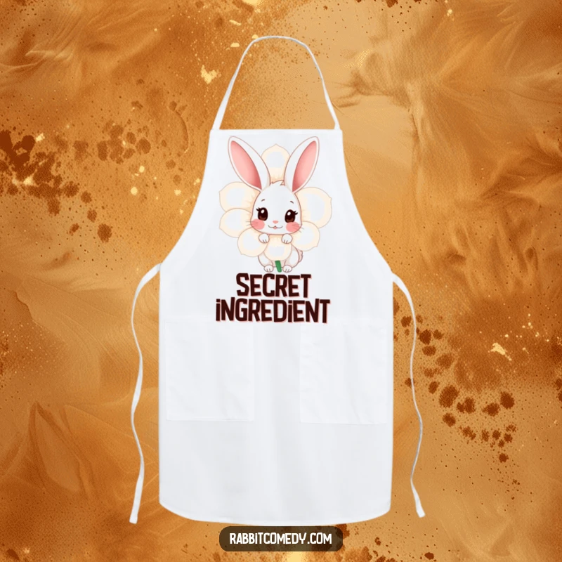 Funny Shy Rabbit Apron: An apron design shows a shy rabbit peeking from behind a large flower, bringing a touch of sweet charm to cooking.