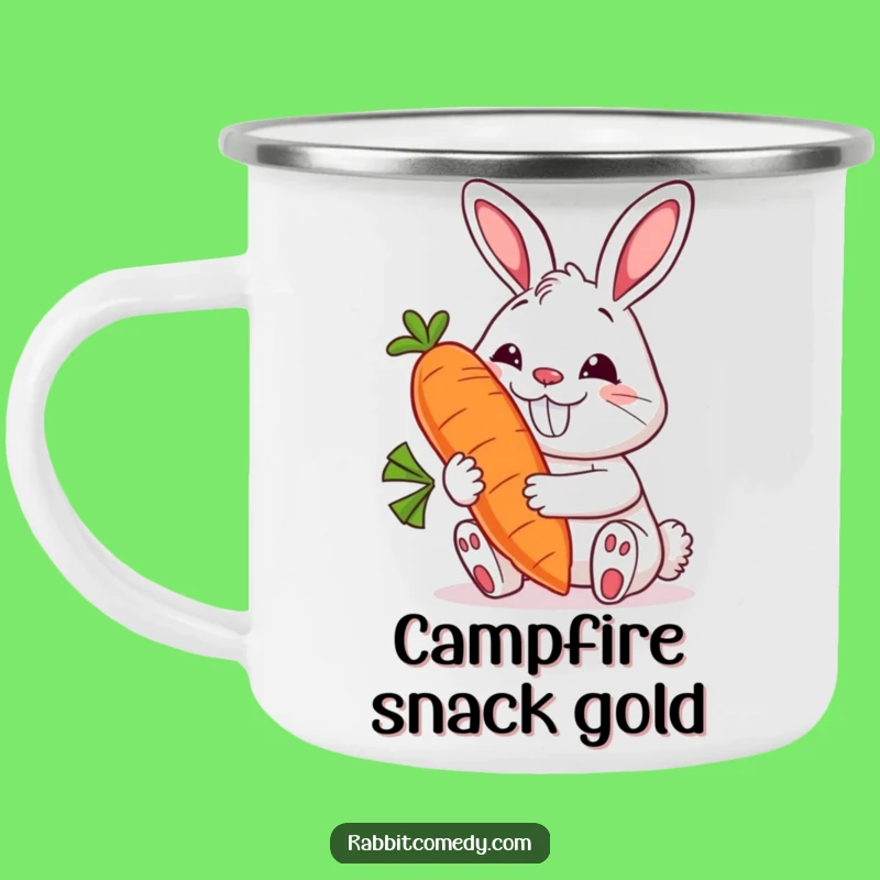 Funny Rabbit Camping Mug: Grinning Carrot Adventure - Outdoor Funny Gift!