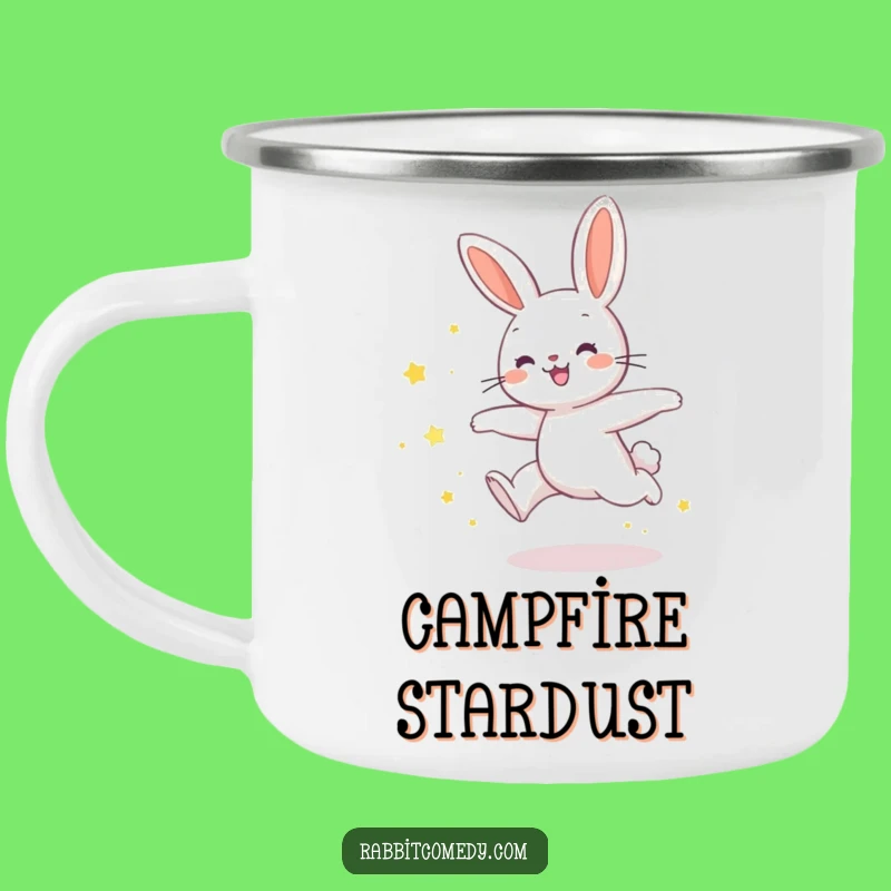 Funny Joyful Rabbit Star Dust Leap Camping Mug - Magical Adventures with Humor!