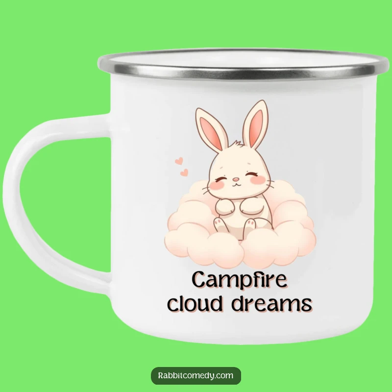 Funny Contented Rabbit Cloud Sigh Camping Mug - Relaxed Adventures with Humor!