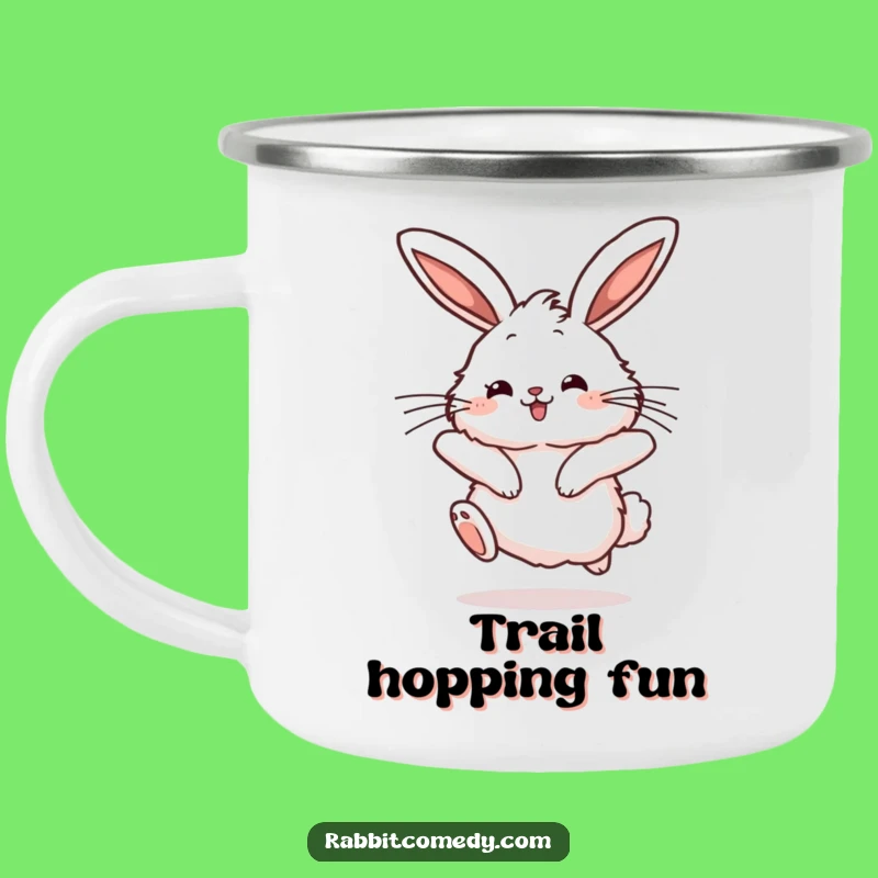 Funny Rabbit Camping Mug - Joyful Hopper, Twitching Ears - Outdoor Gift