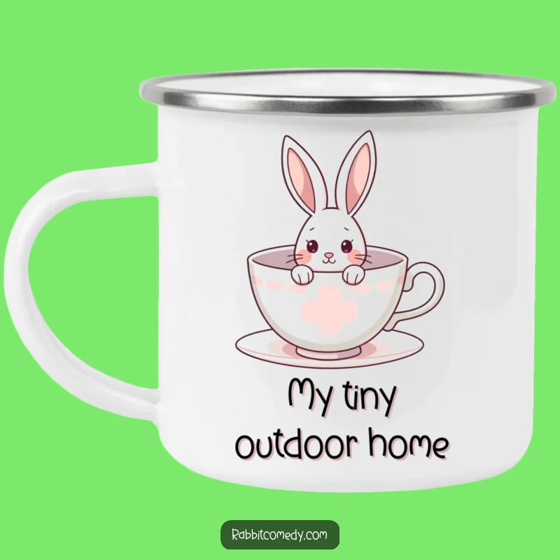 Funny Rabbit Camping Mug: Teacup Adventure Peek - Outdoor Funny Gift!