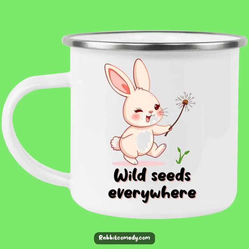Funny Rabbit Dandelion Camping Mug: Chase Adventure Hilariously!