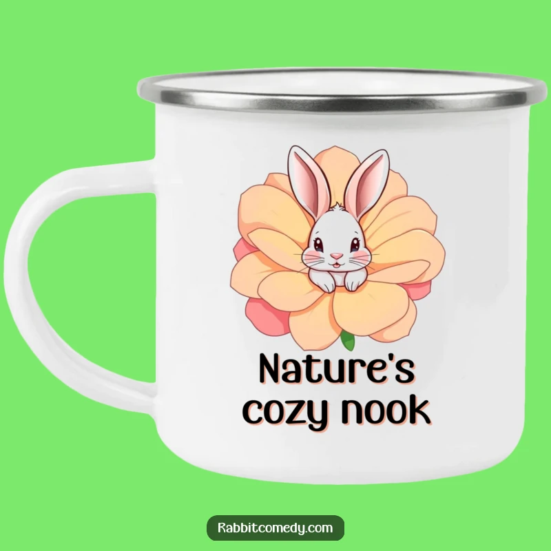 Funny Rabbit Flower Camping Mug: Adventure with Floral Charm