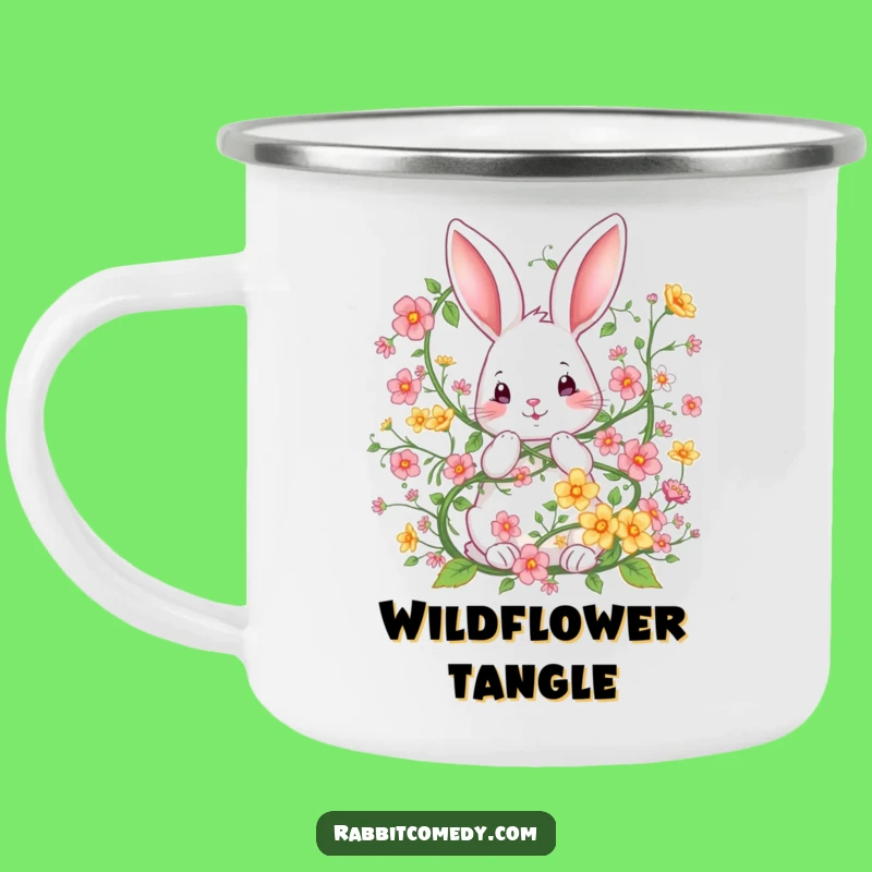Funny Rabbit Flower Camping Mug: Garden Adventure, Perfect Outdoor Gift