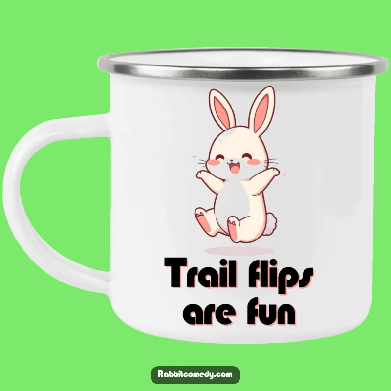 Funny Rabbit Somersault Camping Mug - Bouncing Fun Outdoors!