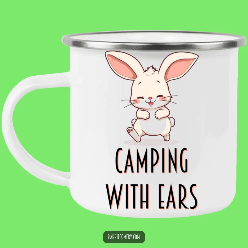 Funny Stumbling Rabbit Camping Mug: Durable Metal Cup with Floppy Ear Rabbit Surprise Gift