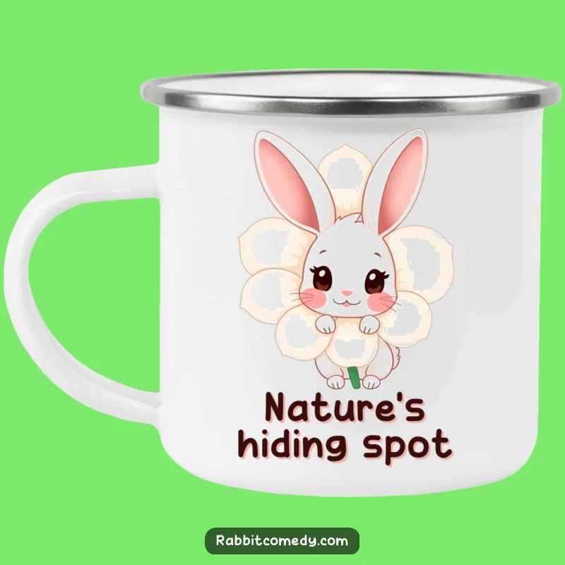 Funny Shy Rabbit Camping Mug - Peek Out for Adventure!