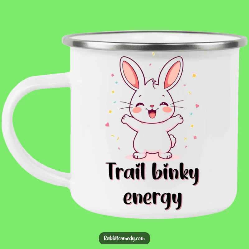 Funny Happy Rabbit Binky Camping Mug: Celebrate Outdoors with Joy!