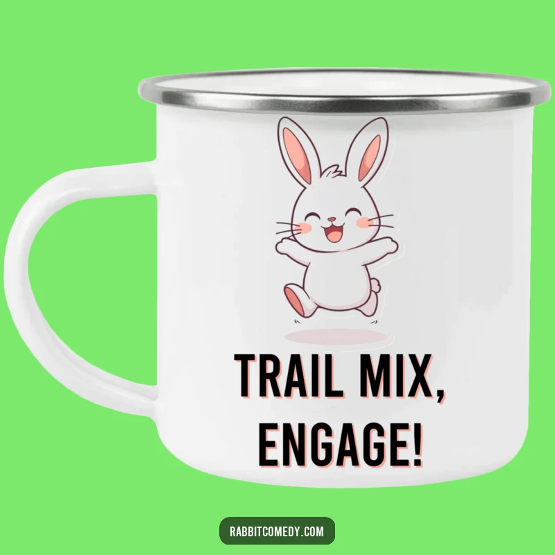 Funny Hopping Rabbit Camping Mug: Your Joyful Trail Buddy's Gift