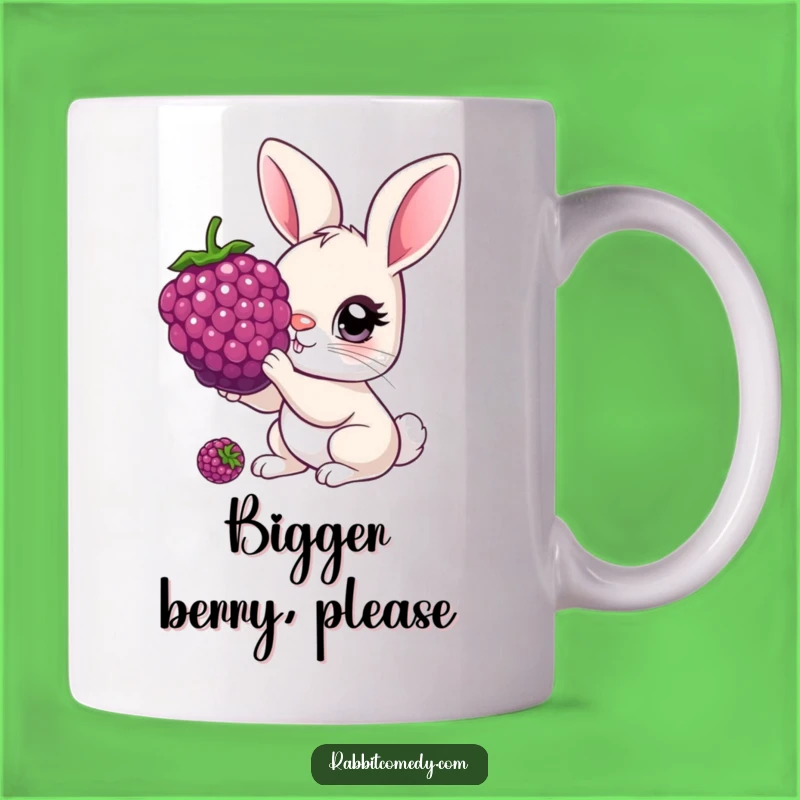 Funny Curious Rabbit Mug: Giant Berry Nibbler Design, Perfect Hilarious Gift for Foodies