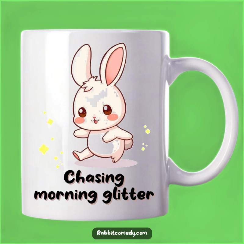 Funny Rabbit Dust Mote Mug: Magical Chase, Whimsical Animal Gift