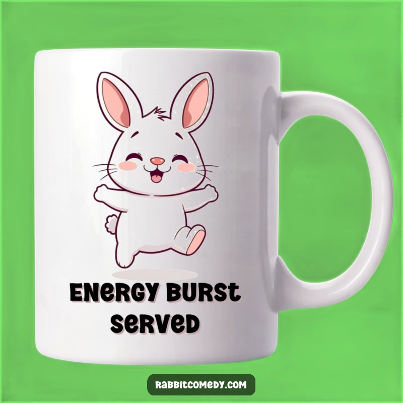 Funny Hopping Rabbit Mug - Silly Nose Twitching Bunny, Energetic Gift