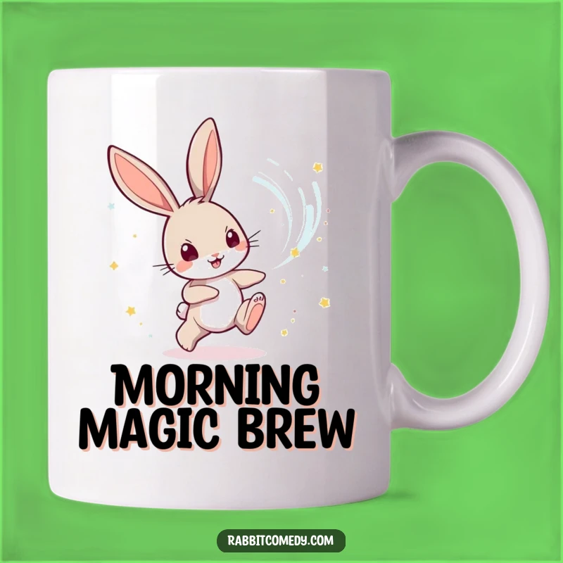 Funny Magical Rabbit Dust Chase Mug: Whimsical Fantasy Gift