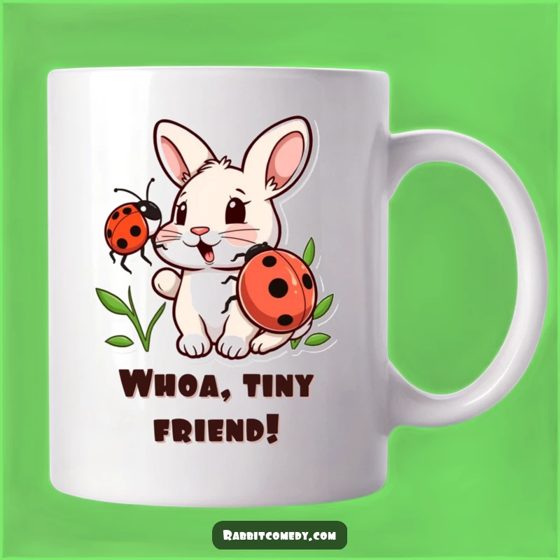 Funny Rabbit & Ladybug Mug: A Surprise Encounter, Perfect Gift for Animal Lovers