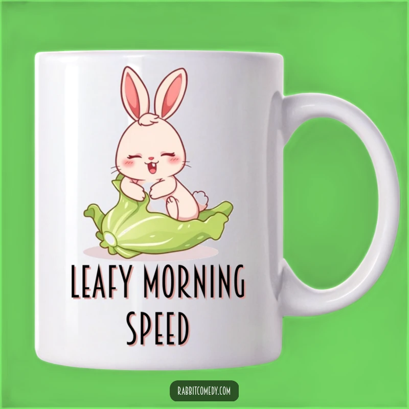 Funny Rabbit Lettuce Slide Mug: Hilarious Action Captured for Morning Fun