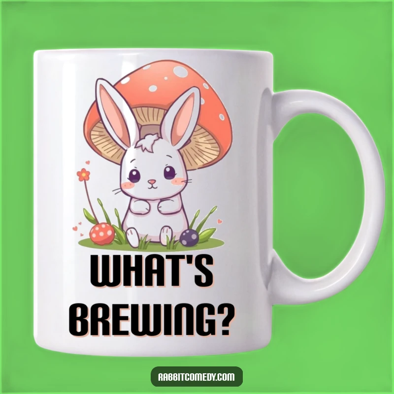 Funny Rabbit Mushroom Mug - Curious Peek Art, Perfect Humorous Gift!