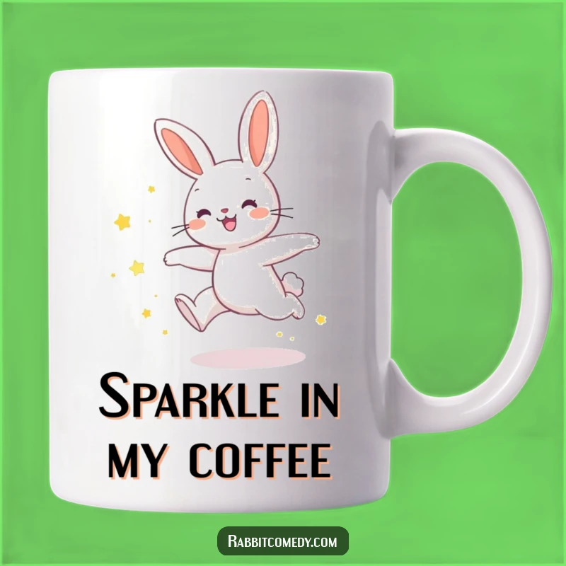 Funny Joyful Rabbit Star Dust Leap Mug - Magical & Hilarious Gift!