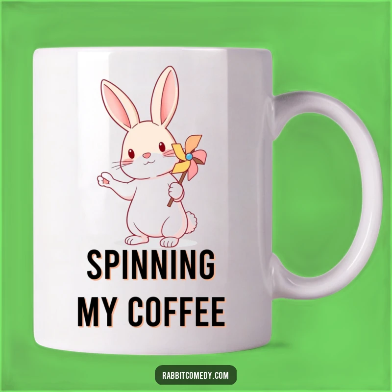Funny Balancing Rabbit Pinwheel Mug - Whimsical Animal Gift