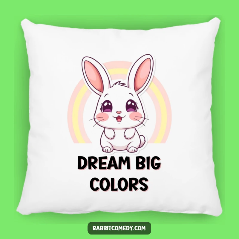 Funny Rabbit Rainbow Pillow: Amazed Eyes See Magic, Cozy Comfort Gift