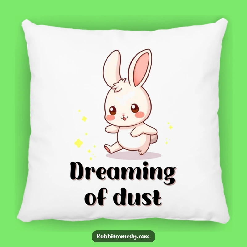 Funny Rabbit Pillow: Magical Dust Mote Chase, Cozy Whimsical Gift