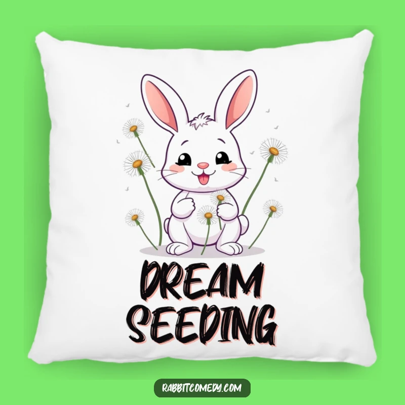 Funny Rabbit Dandelion Accent Pillow - Cozy & Cute Home Decor Gift