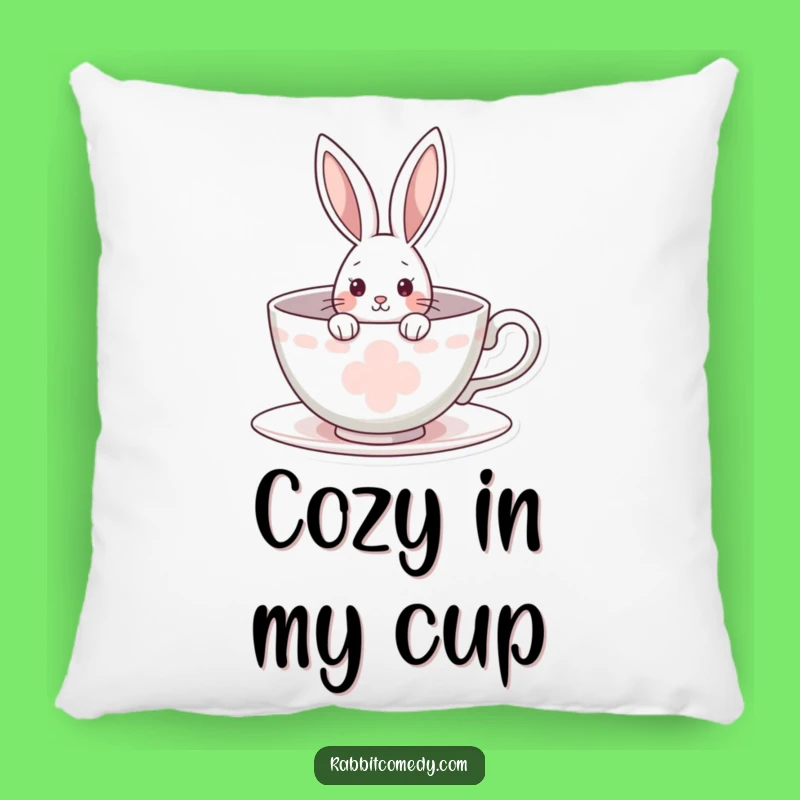 Funny Rabbit Pillow: Teacup Comfort Peek - Soft & Adorable Funny Gift!