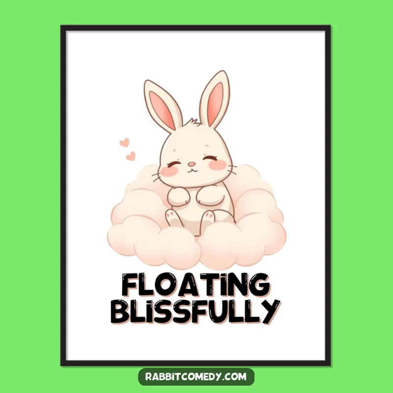 Funny Contented Rabbit Cloud Sigh Digital Art - Frame Your Peaceful Humor!