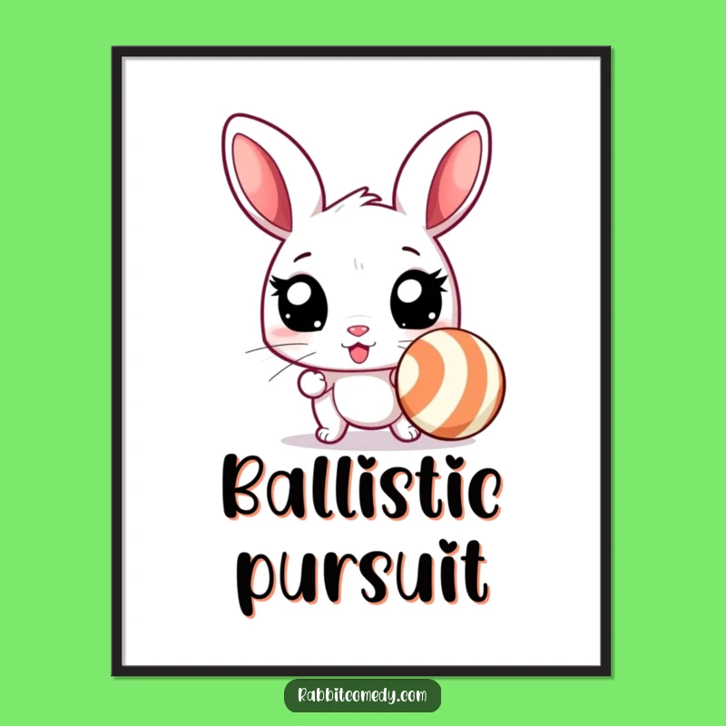 Funny Excited Rabbit Ball Chase Digital Art - Frame Your Playful Energy!