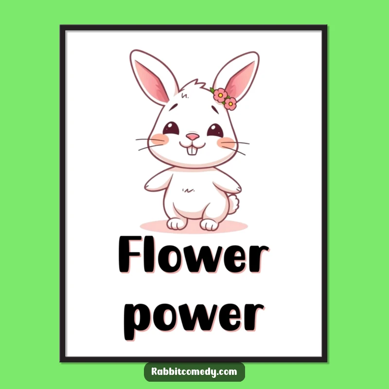 Funny Goofy Rabbit Flower Crown Digital Art - Frame Your Whimsical Joy!