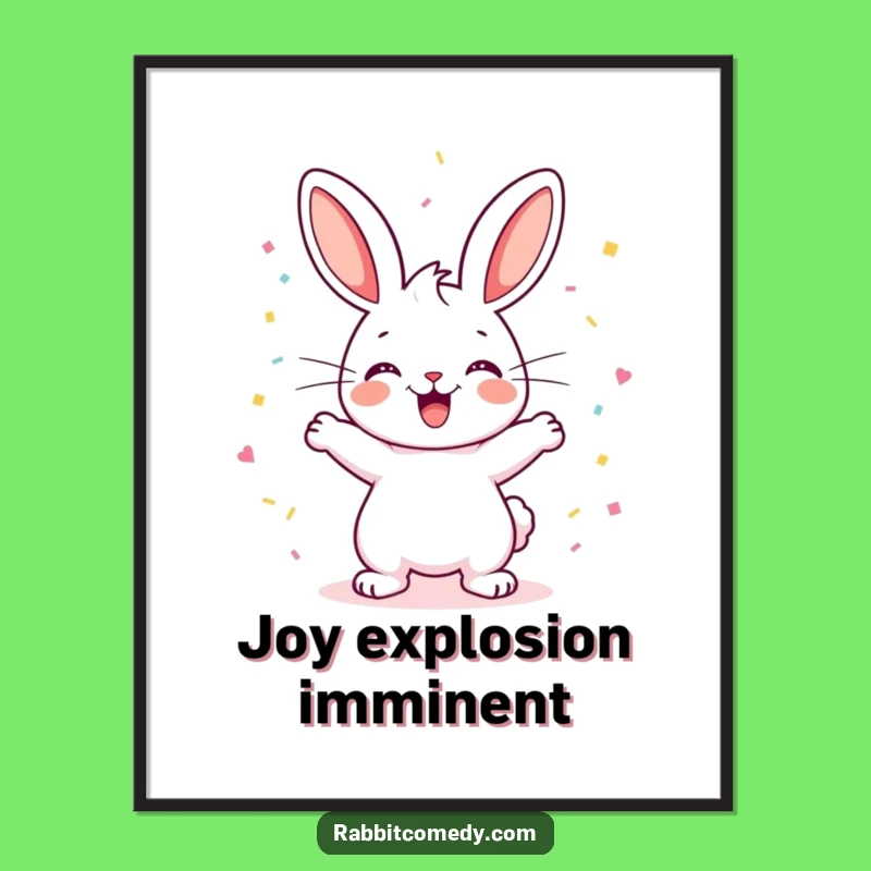 Funny Happy Rabbit Binky Digital Art: Instant Celebration for Your Walls