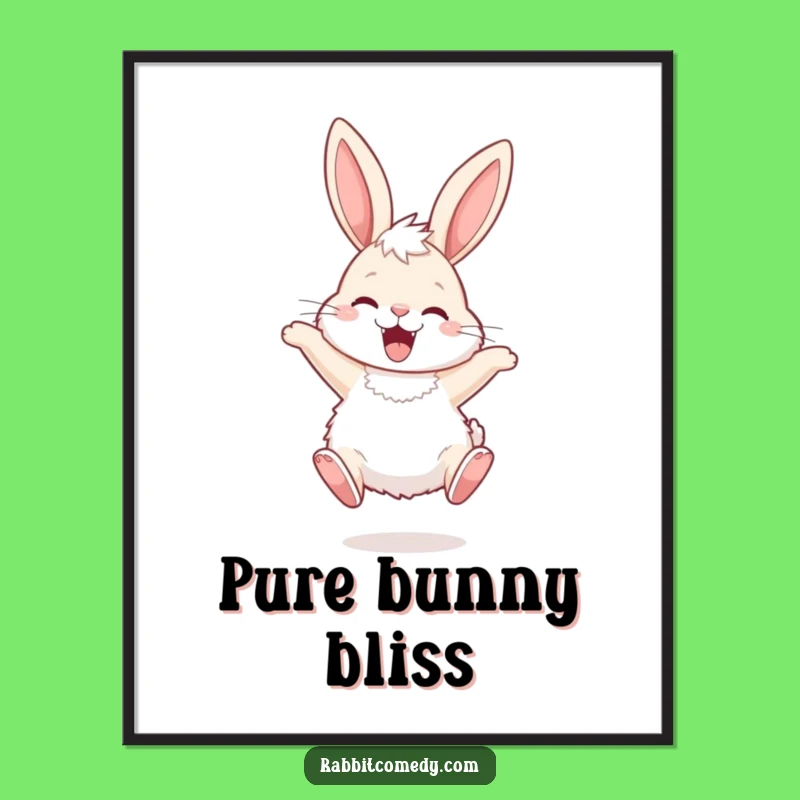 Funny Joyful Rabbit Hop Digital Art Print: Ecstatic Long-Eared Friend for Instant Cheerful Decor