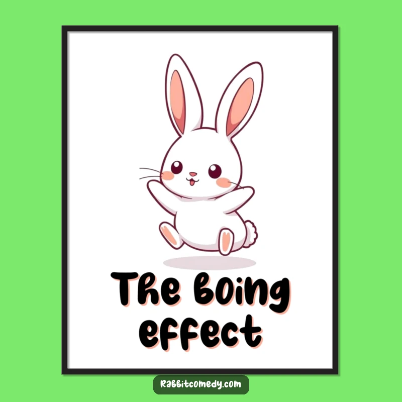 Funny Kawaii Rabbit Boinging Digital Art - Bouncy Decor, Gift