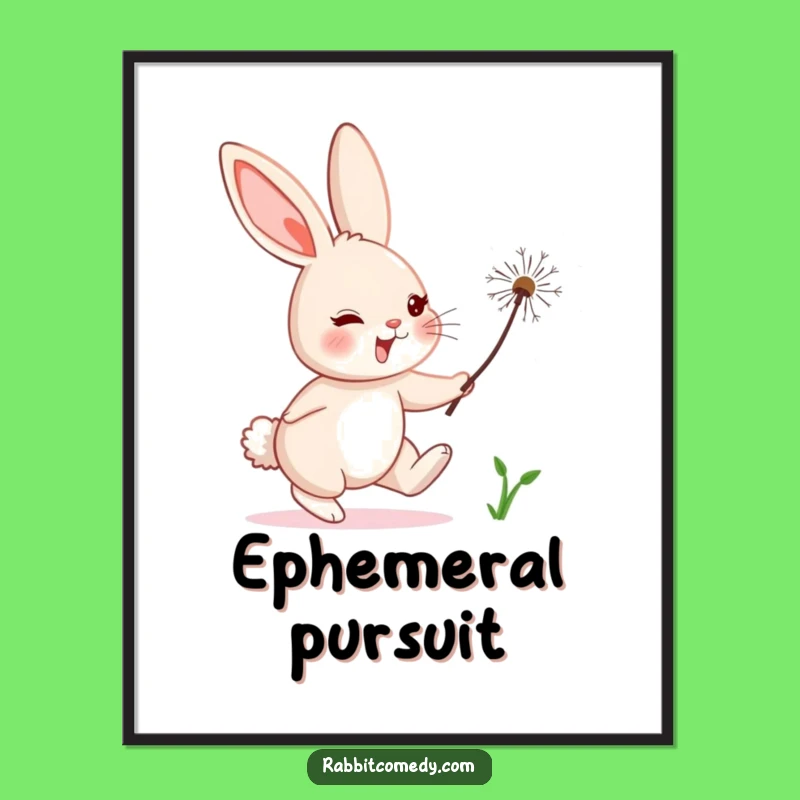 Funny Rabbit Dandelion Digital Art: Bring Home Whimsical Chase