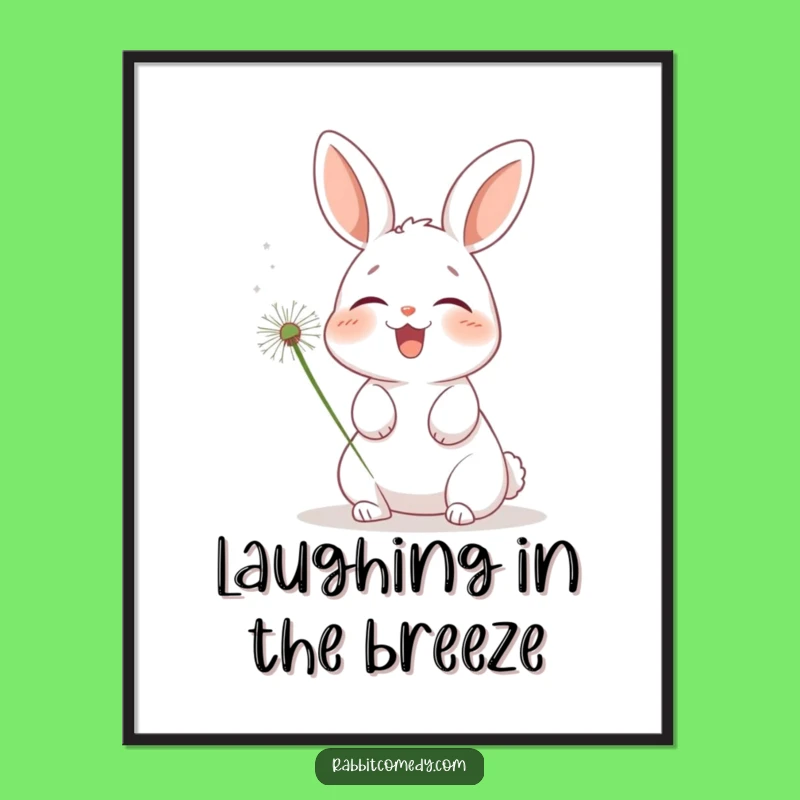 Funny Rabbit Digital Art: Instant Download of Dandelion Tickle Joy