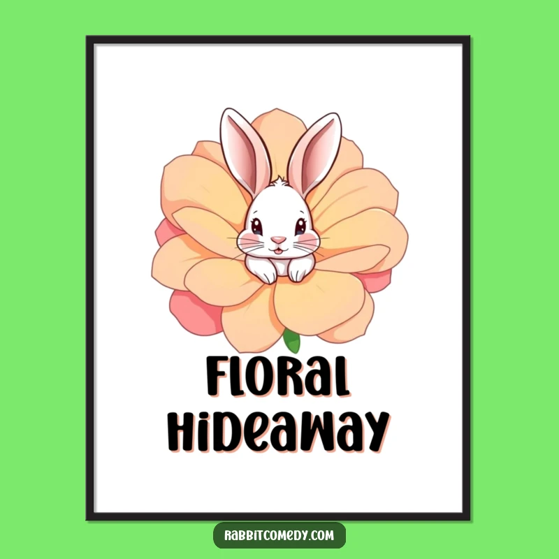Funny Rabbit Flower Digital Art: Bring Home Cute Peek-a-Boo
