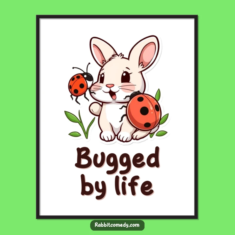 Funny Rabbit Ladybug Digital Art: Surprise Instant Download, Perfect Unique Gift