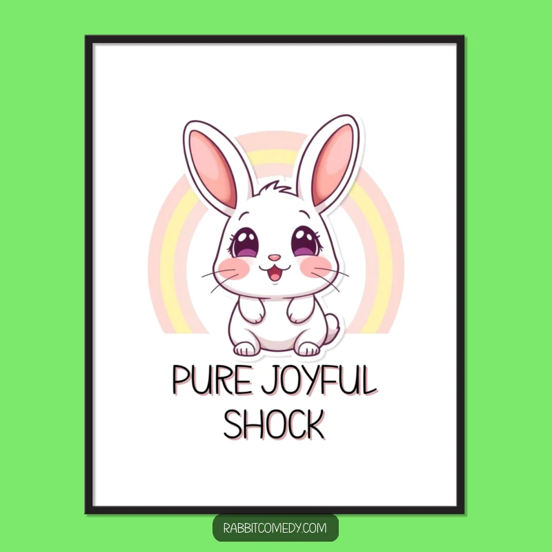 Funny Rabbit Rainbow Digital Print: Amazed Eyes See Magic, Instant Joy