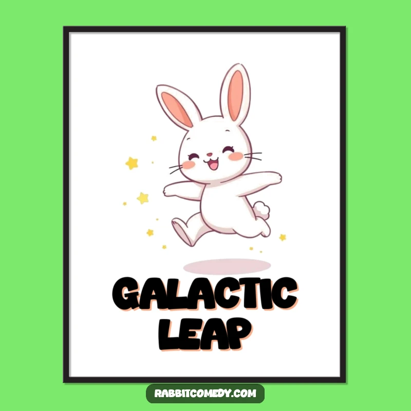 Funny Joyful Rabbit Star Dust Leap Digital Art - Frame Your Magical Humor!