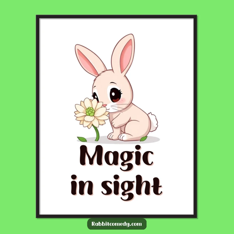 Funny Rabbit Clover Digital Art Print: Whimsical & Hilarious Cute Decor