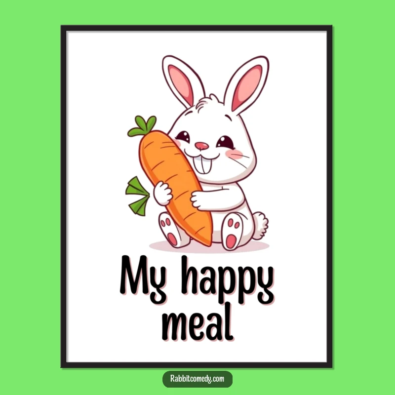 Funny Rabbit Digital Art: Grinning Carrot Joy - Instant Funny Gift Download!