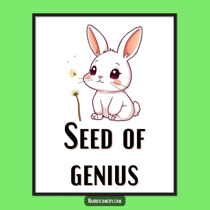 Funny Rabbit Dandelion Digital Print: Instant Whimsical Art, Perfect Printable Funny Gift