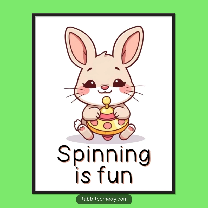 Funny Rabbit Digital Print: Silly Animal Spinning Top Art, Instant Hilarious Decor Gift!