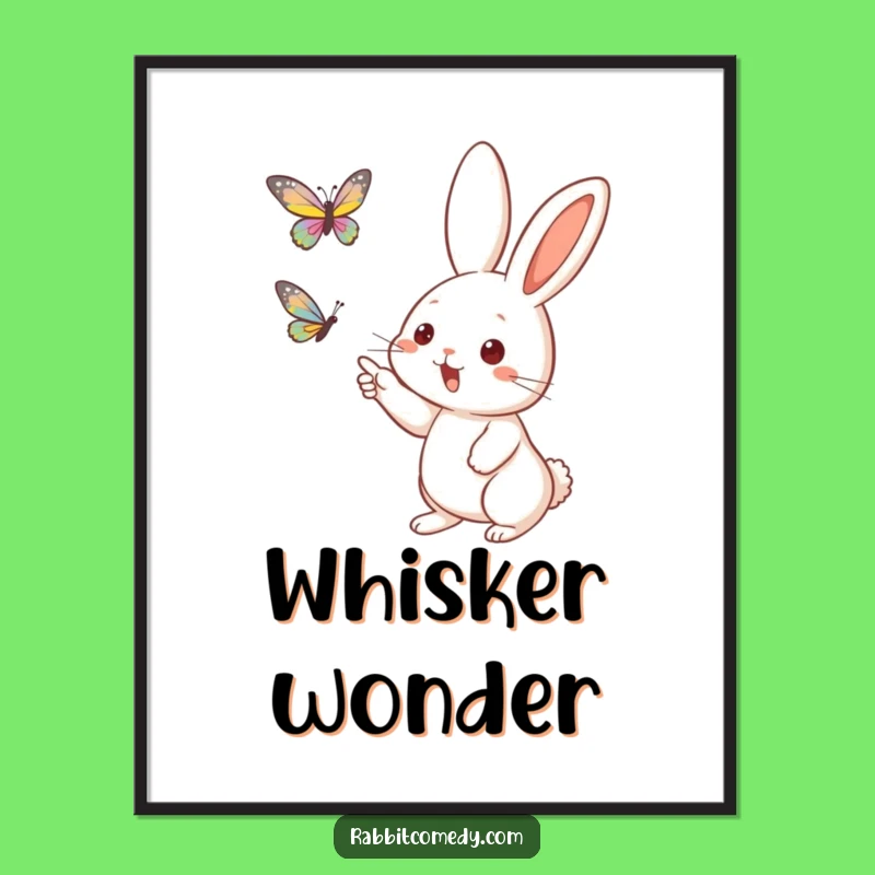 Funny Rabbit Butterfly Digital Art Print - Instant Nature Decor