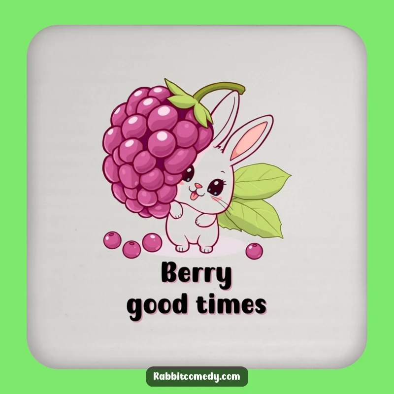 Funny Surprise Rabbit Coaster: Cute Cartoon Peeking Behind Giant Wobbling Berry Drink Protector Gift